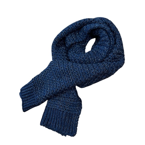 LOFT metallic blue chunky knit scarf - Picture 3 of 8